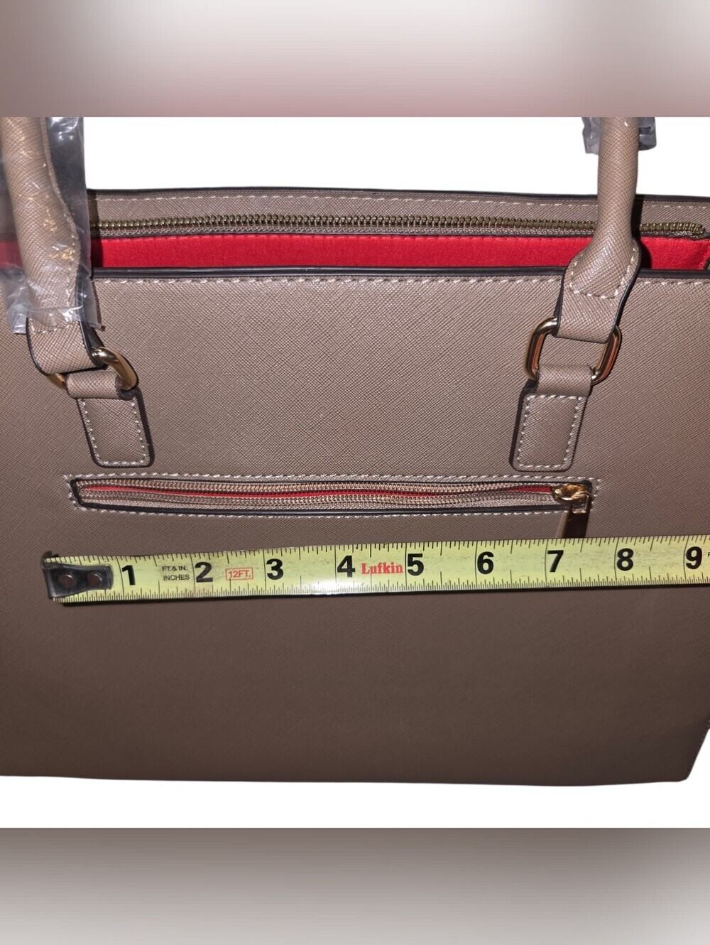 Marilyn Monroe Beige Satchel with Black and Red Center Stripe - Picture 13 of 13